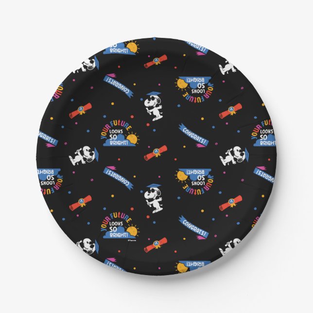 Assiettes En Carton Peanuts Snoopy Your Future Looks Bright Graduation (Devant)