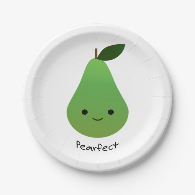 Assiettes En Carton Pearfect Cute Kawaii Pear (Devant)