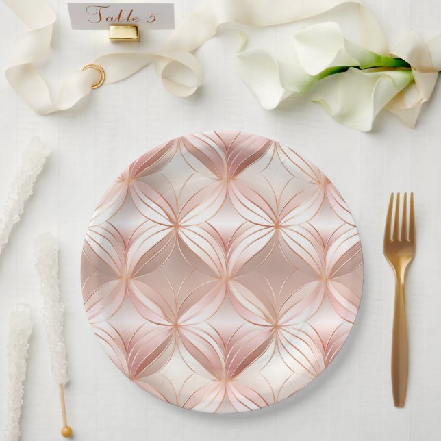 Assiettes En Carton Pearl Rose Gold (Mariage)