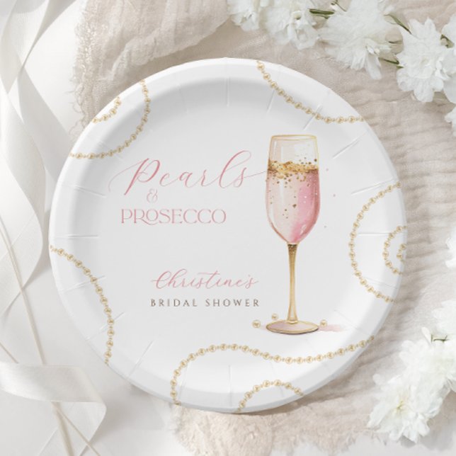 Assiettes En Carton Pearls Prosecco Pink Gold Réception de Mariage (Créateur téléchargé)