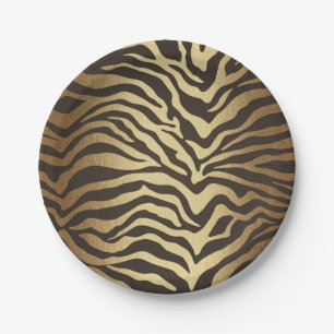 Assiettes En Carton Peau d'animal Imprimé Zèbre Élégant Moderne Glam O