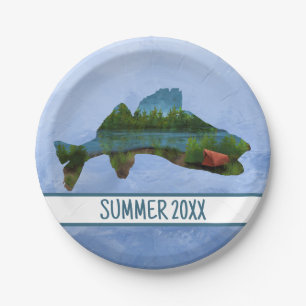 Assiettes En Carton Pêche au doré tente camping lac 