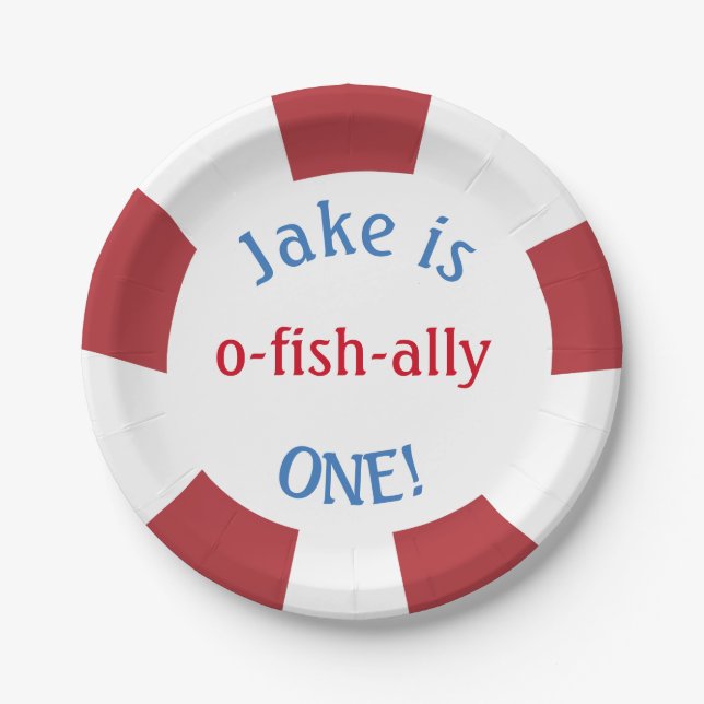 Assiettes En Carton Pêche des plats orientés pour l'anniversaire (Devant)