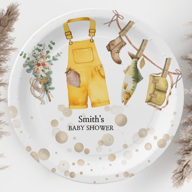 Assiettes En Carton Pêche Petit Baby shower Pêcheur (Créateur téléchargé)