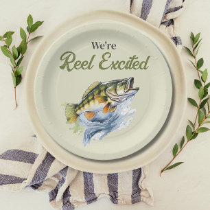 Assiettes En Carton Pêche Sage Green Reel Baby shower excité