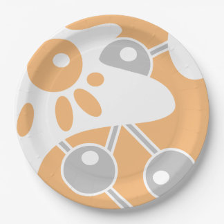 Assiettes En Carton Pêcher Gris Blanc Moderne Doodle 1