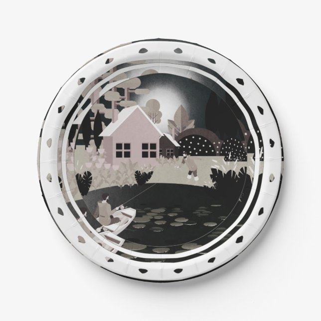 Assiettes En Carton Pêcheurs (Devant)