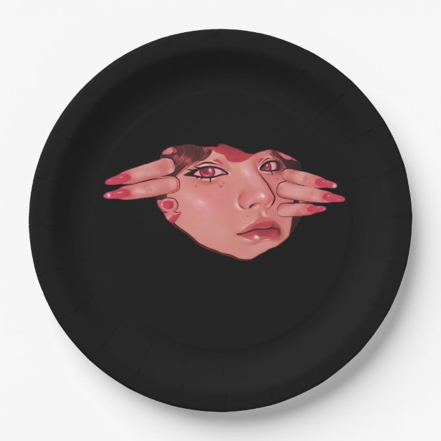 Assiettes En Carton Peekaboo - Vibes de conception de fentes (Devant)