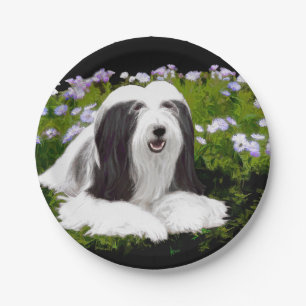 Assiettes En Carton Peinture à collie à poils - Joli art original de c