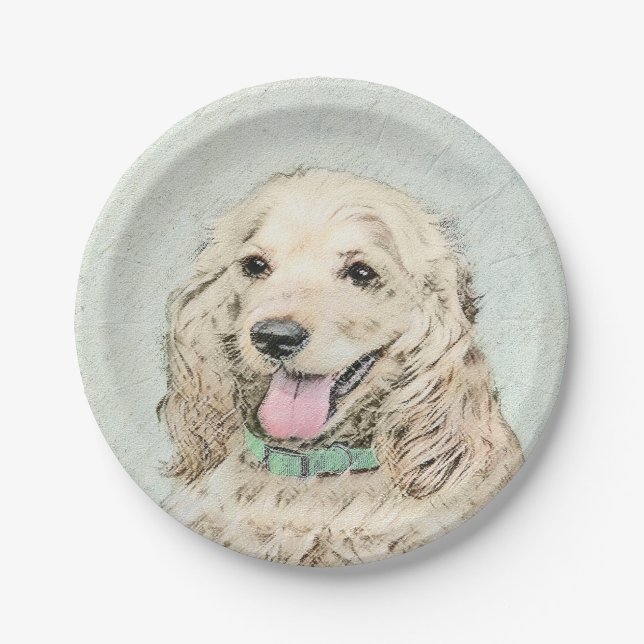 Assiettes En Carton Peinture à la boule de Cocker Spaniel - Art origin (Devant)