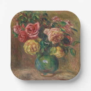 Assiettes En Carton Peinture à l'huile florale française vintage par R