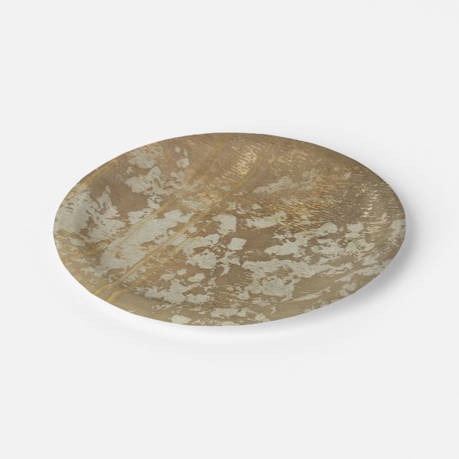 Assiettes En Carton Peinture abstraite d'or avec les taches argentées (Angle)