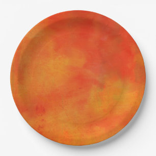 Assiettes En Carton Peinture Abstraite moderne en orange