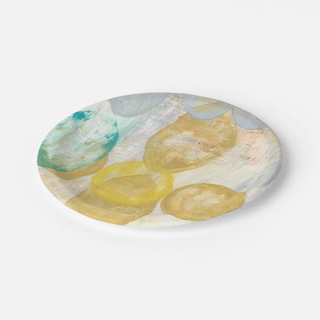 Assiettes En Carton Peinture Abstraite moderne sur papier journal (Angle)