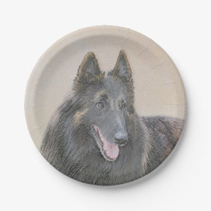 Assiettes En Carton Peinture belge Tervuren - Cute Original Chien Art
