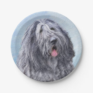 Assiettes En Carton Peinture Bergamasco Sheepdog - Chien original mign