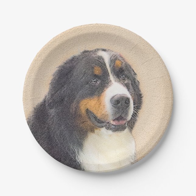 Assiettes En Carton Peinture bernoise de chien de montagne - Art origi (Devant)