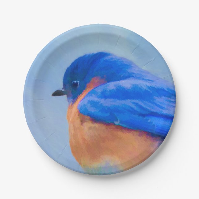 Assiettes En Carton Peinture Bluebird - Art original pour oiseaux (Devant)