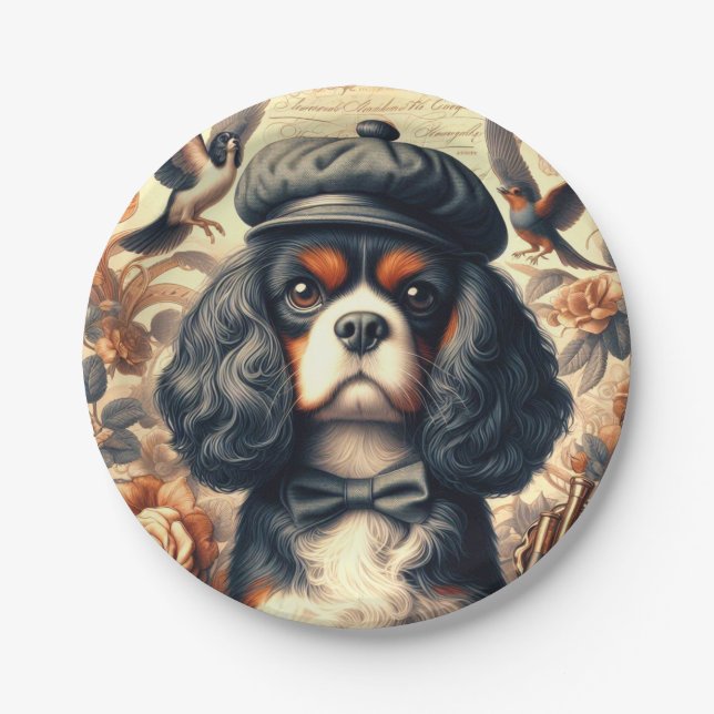 Assiettes En Carton Peinture Cavalier King Charles Spaniel (Devant)