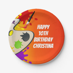 Assiettes En Carton Peinture colorée Palette Art Peinture Anniversaire