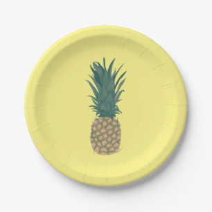 Assiettes En Carton Peinture complète d'ananas mûr avec Feuille