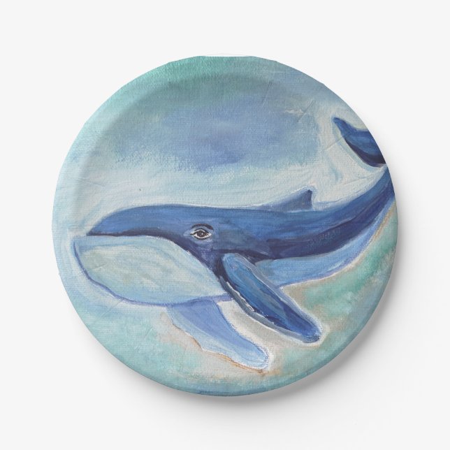 Assiettes En Carton Peinture de baleine  (Devant)