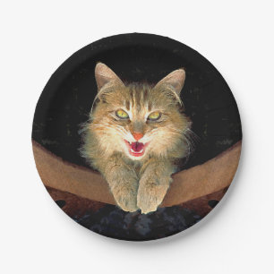 Assiettes En Carton Peinture de chat Mad - Cute Original Cat Art