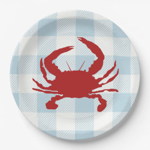 Assiettes En Carton Peinture de crabe rouge bleu marine En vichy litto