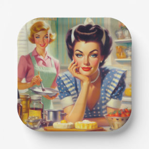 Assiettes En Carton Peinture de cuisine rétro