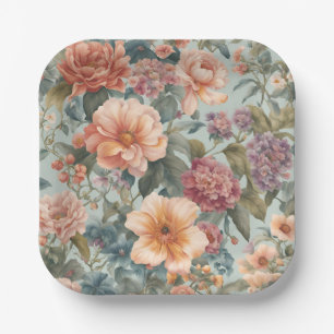 Assiettes En Carton Peinture de fleurs florales vintage magnifique