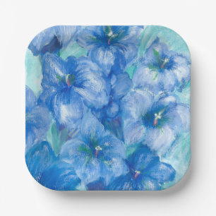 Assiettes En Carton Peinture de fleurs gentiennes bleues