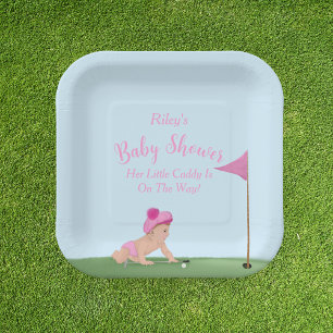Assiettes En Carton Peinture De Golf Baby Girl Sweet Caddy Baby shower