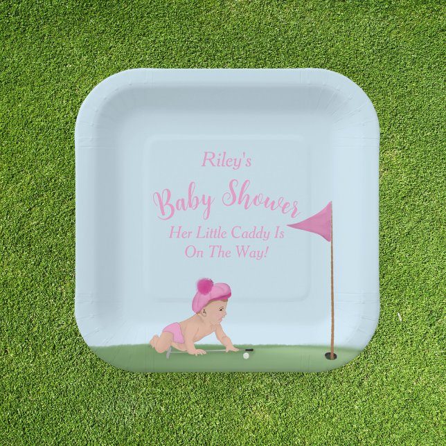 Assiettes En Carton Peinture De Golf Baby Girl Sweet Caddy Baby shower (Créateur téléchargé)