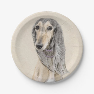 Assiettes En Carton Peinture de Saluki (Faune) - Cute art original de 