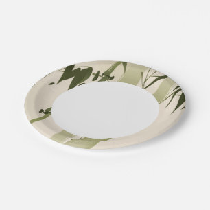 Assiettes En Carton Peinture de style oriental, branches de bambou 2