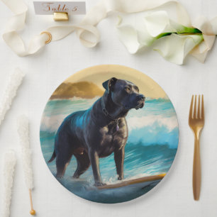 Assiettes En Carton Peinture de surf de plage de Cane Corso