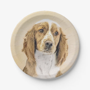 Assiettes En Carton Peinture de Welsh Springer Spaniel - Art original