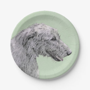 Assiettes En Carton Peinture de Wolfhound irlandais - Joli art origina