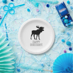 Assiettes En Carton Peinture d'orignal Silhouette Wilderness Anniversa