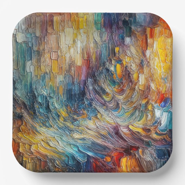 Assiettes En Carton Peinture épaisse texture Abstraite (Recto)