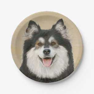 Assiettes En Carton Peinture Lapphund Finlandaise - Joli art original