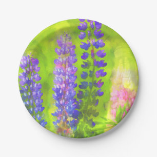 Assiettes En Carton Peinture Lupine - Art Fleur Original