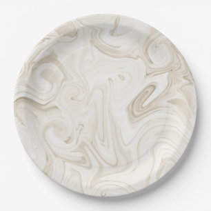 Assiettes En Carton Peinture marbrée sur tons blancs Mariage de Noël
