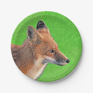 Assiettes En Carton Peinture Red Fox - Art original de la faune