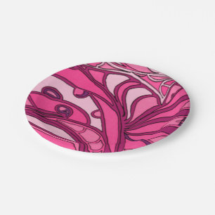 Assiettes En Carton Peinture rose abstraite de panneau