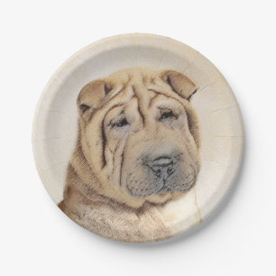 Assiettes En Carton Peinture Shar Pei - Cute Original Chien Art