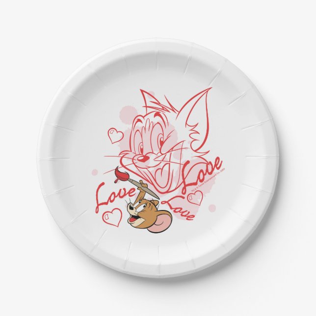 Assiettes En Carton Peinture Tom & Jerry Valentine (Devant)