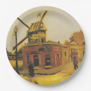 Assiettes En Carton Peinture vintage de Van Gogh Paris Moulin