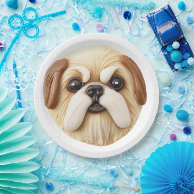 Assiettes En Carton Pekingese Chien 3D inspiré (Fête)