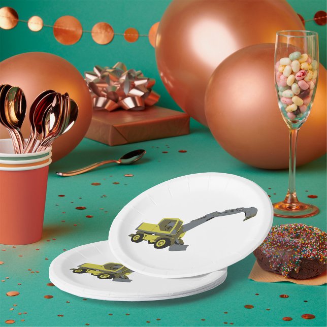Assiettes En Carton Pelle jaune engin de construction (Créateur téléchargé)